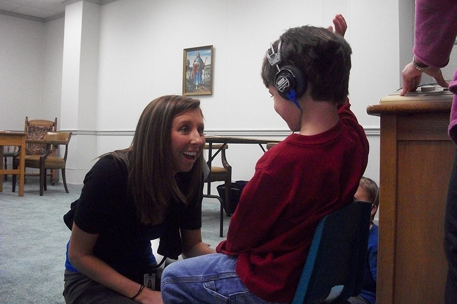 Performing a hearing screening with a preschool child